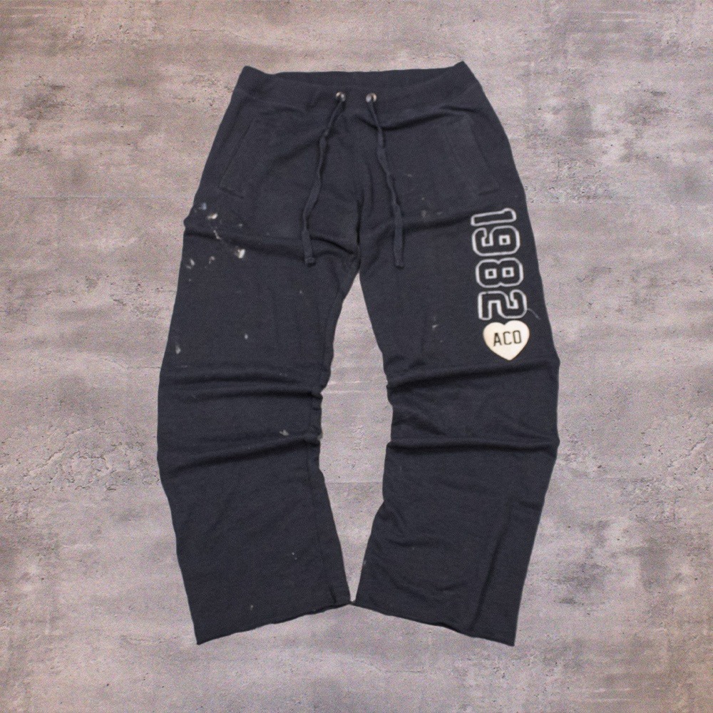 Y2K 00's Abercrombie Style Relax Fit Baggy Wide Legged Flared Grey Sweatpant's